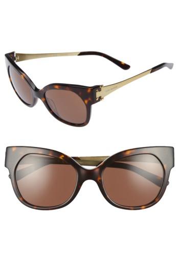 Women's Tory Burch 52mm Cat Eye Sunglasses - Dark Tortoise