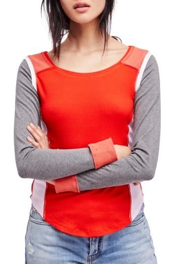 Women's Free People Fancy That Colorblock Tee - Red