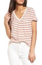 Women's Madewell Stripe V-neck Tee - White