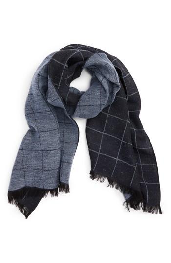 Men's Canali Windowpane Wool Blend Scarf, Size - Blue