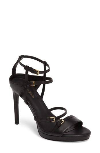 Women's Calvin Klein Shantell Strappy Platform Sandal .5 M - Black
