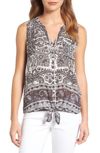 Women's Lucky Brand Print Tie Front Top