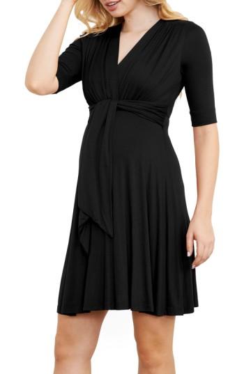 Women's Maternal America Maternity Tie Front Dress - Black
