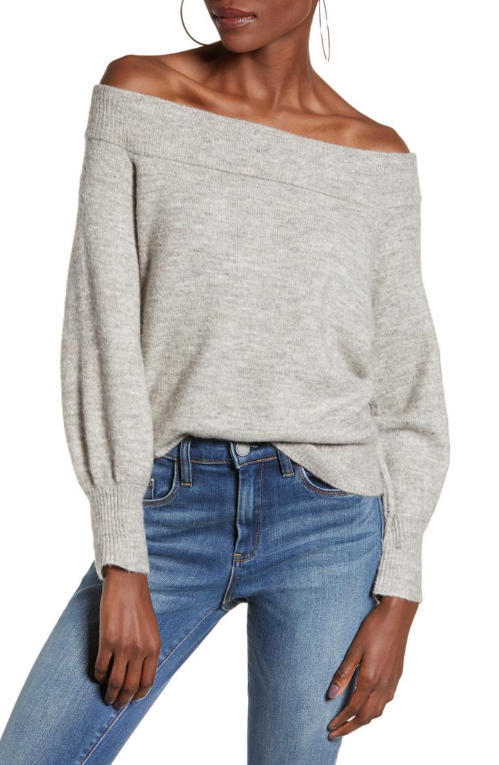 Women's Vero Moda Agoura Off The Shoulder Sweater - Grey
