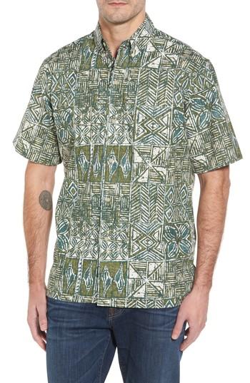 Men's Reyn Spooner Leho Kapa Classic Fit Sport Shirt, Size - Green