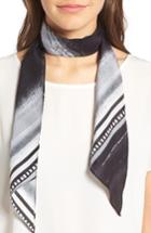 Women's Halogen Stripe Silk Skinny Scarf, Size - Grey