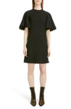 Women's Chloe Bell Sleeve Scallop Trim Cady Dress Us / 36 Fr - Black