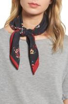 Women's Treasure & Bond X Something Navy Floral Bouquet Silk Square Scarf, Size - Black