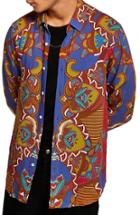 Men's Topman African Baroque Classic Fit Shirt - Blue