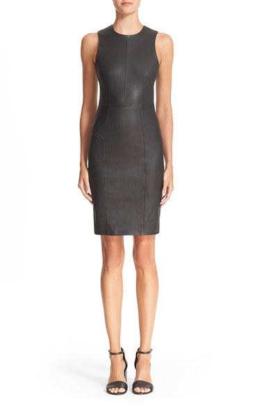 Women's T By Alexander Wang Stretch Nappa Leather Sheath Dress