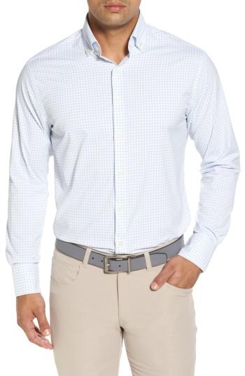 Men's Peter Millar Captain Check Performance Sport Shirt - Blue