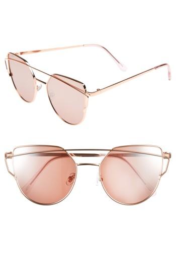 Women's Bp. 51mm Thin Brow Angular Aviator Sunglasses - Black/ Black