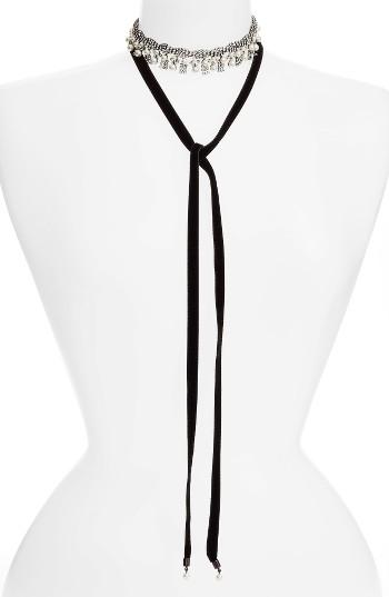Women's Cristabelle Faux Pearl & Velvet Choker