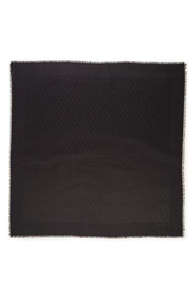 Women's Valentino 'viva' Wool & Silk Fringe Scarf, Size - Black