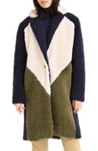 Women's J.crew Colorblock Faux Shearling Topcoat, Size - Blue