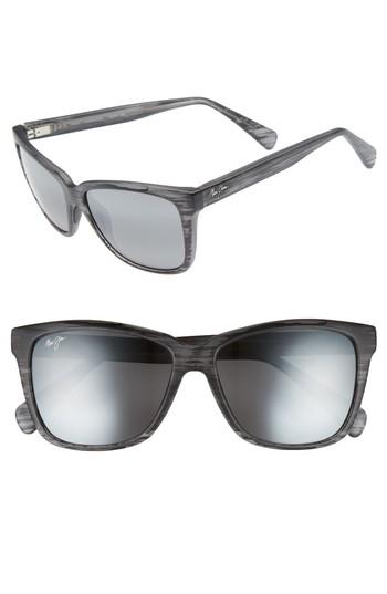 Women's Maui Jim 56mm Jacaranda Polarized Sunglasses - Matte Grey Stripe