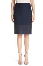Women's St. John Collection Caris Geo Lace Trim Knit Pencil Skirt - Blue