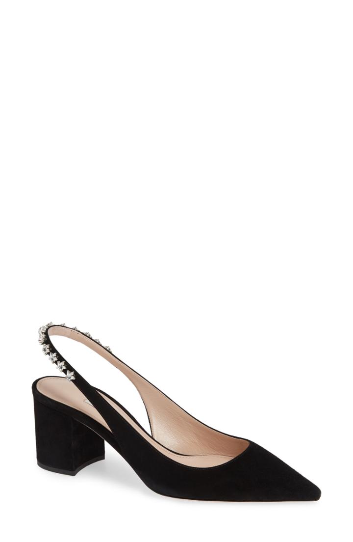 Women's Miu Miu Jewel Star Slingback Pump Us / 34eu - Black