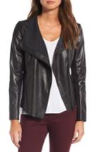 Women's Trouve Raw Edge Leather Jacket, Size - Black