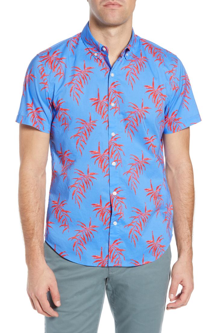 Men's Bonobos Riviera Slim Fit Palm Print Sport Shirt R - Blue
