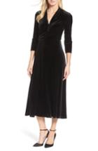 Women's Chaus Velvet Tea Length Dress - Black