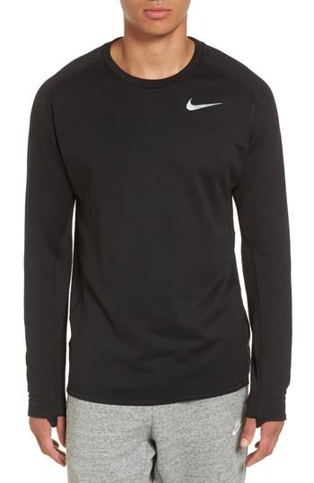 Men's Nike Thermasphere Long Sleeve Running T-shirt, Size - Black