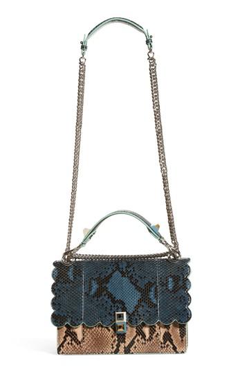 Fendi Kan I Scallop Genuine Python Shoulder Bag - Blue