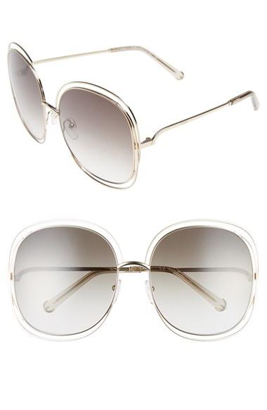 Women's Chloe Carlina 62mm Oversize Sunglasses - Gold/ Transparent Green
