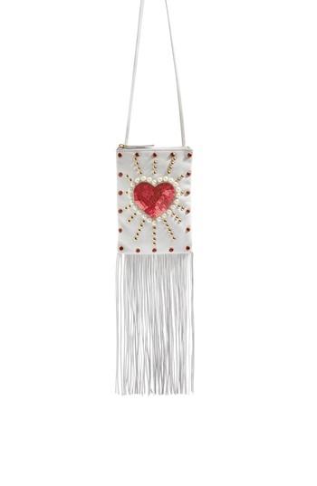 Topshop Love Heart Leather Crossbody Bag - White
