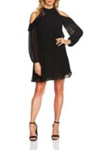 Women's Cece Noelle Cold Shoulder Chiffon Trapeze Dress - Black