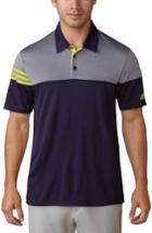 Men's Adidas 3 Stripe Block Golf Polo - Blue