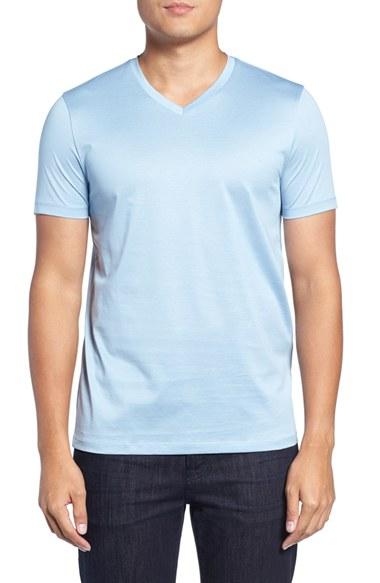 Men's Boss Teal 14 Slim Fit Mercerized Cotton T-shirt, Size - Blue