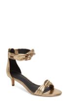 Women's Rebecca Minkoff Kaley Knotted Kitten Heel Sandal .5 M - Metallic