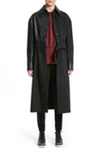 Women's Stella Mccartney Eden Alter Leather Trim Wool Coat Us / 38 It - Black
