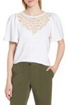 Women's Nordstrom Signature Lace Yoke Top - White