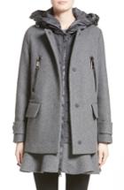 Women's Moncler Phemia Wool Blend Jacket With Removable Hooded Puffer Vest