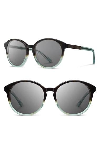 Women's Shwood 'bailey' 53mm Round Sunglasses - Seamoss/ Grey