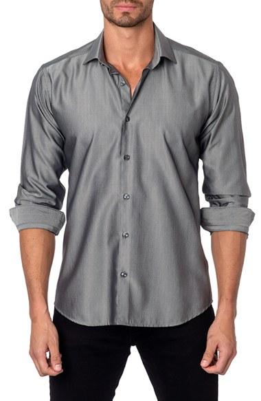 Men's Jared Lang Trim Fit Print Sport Shirt - Grey