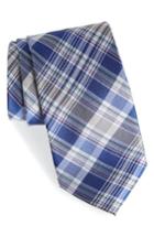 Men's Nordstrom Men's Shop Sassafrass Plaid Silk Tie, Size X-long - Blue
