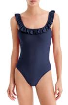 Women's J.crew Ruffle Scoop Back One-piece Swimsuit - Blue