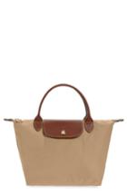 Longchamp 'small Le Pliage' Top Handle Tote - Beige