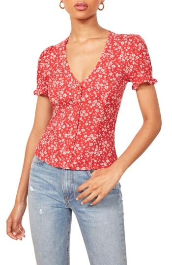 Women's Reformation Allegra Blouse - Red