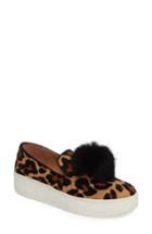 Women's Linea Paolo Sammy Ii Genuine Calf Hair Platform Sneaker With Genuine Rabbit Fur Trim M - Brown