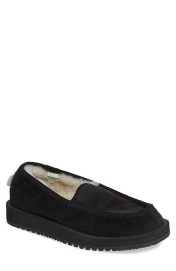 Men's Suicoke Genuine Shearling Slipper M - Black