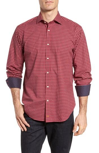 Men's Thomas Dean Regular Fit Plaid Sport Shirt - Red