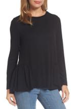 Women's Caslon Cozy Back Peplum Top, Size - Black