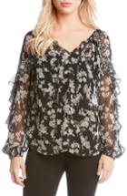 Women's Karen Kane Print Contrast Ruffle Top - Black