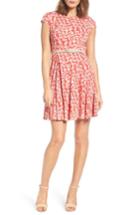 Petite Women's Eliza J Print Fit & Flare Dress P - Coral