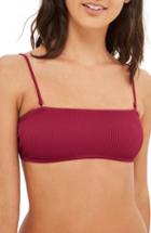 Women's Topshop Ribbed Bandeau Bikini Top Us (fits Like 0) - Burgundy