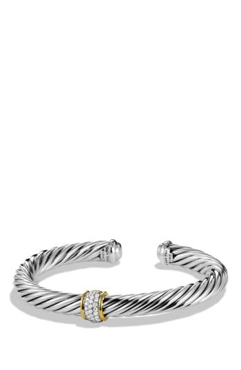 Women's David Yurman Cable Classics Bracelet With Diamonds & 18k Gold, 7mm